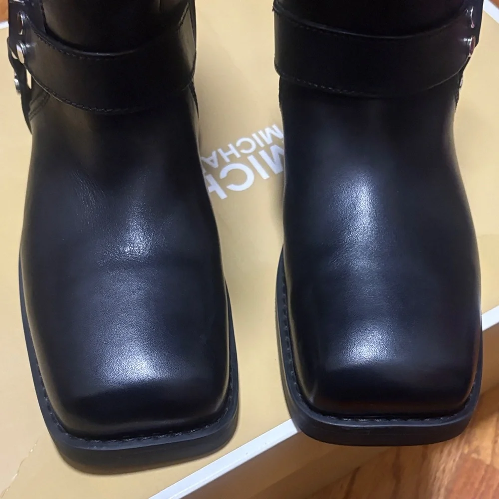 Michael Kors Black Leather Combat Boots - Picture 8 of 13